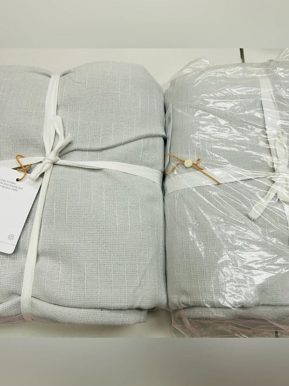 NWT QUINCE Set Of 2 48x96 Cotton Slub Room Darkening Curtains Cloud 9702